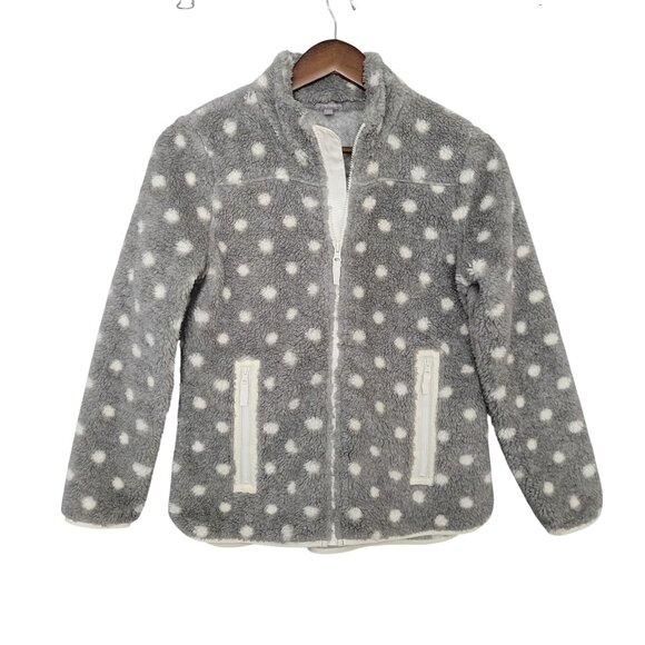 T By Talbots Jackets & Blazers - T By Talbots Polka Dot Sherpa Jacket Womens Size PS Gray & White Warm Cozy